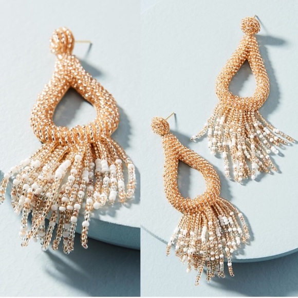 Anthropologie Jewelry - Jasmine Tassel Drop Earrings in Metallic NWT